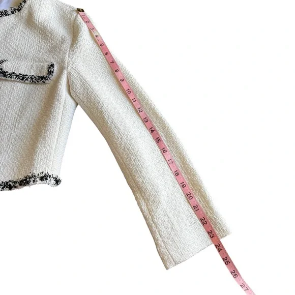 MNG Cinta Open Front Crop Tweed Jacket-Size Medium - Picture 12 of 13